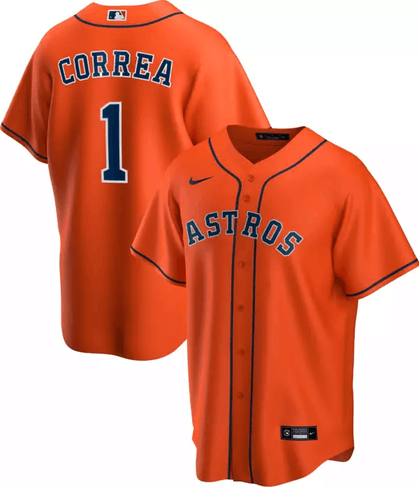 Men's Houston Astros #1 Carlos Correa Orange MLB Cool Base Stitched Jersey